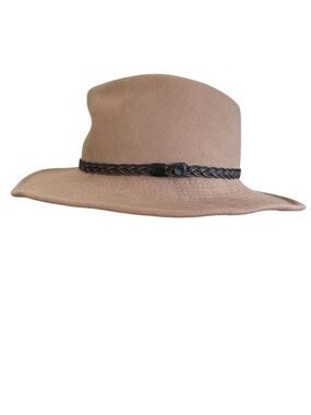 Vintage Lanning Tan Cowboy Hat Size Small Braided Band Wide Brim Made in Canada